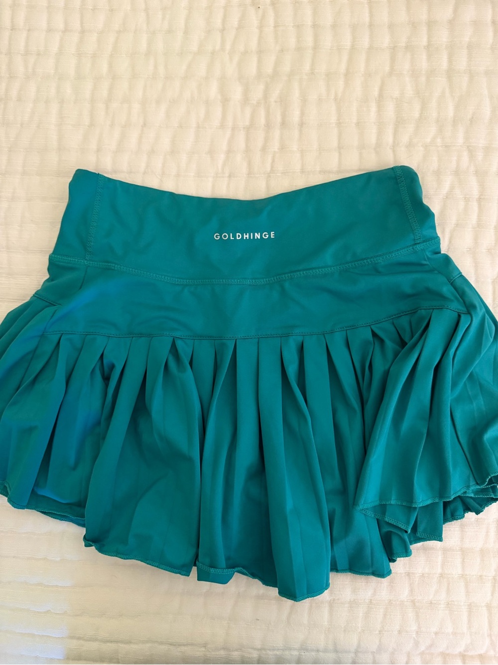 GoldHinge Women's Teal Pleated Skater Skirt